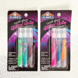 Elmer’s Swirl Glam Glitter Glue Silvers Pens Bundle New